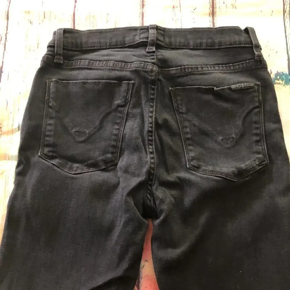 Hudson Jeans Barbara Womens 25 Black Raw Hem High Waist Skinny Casual Goth - Picture 6 of 14